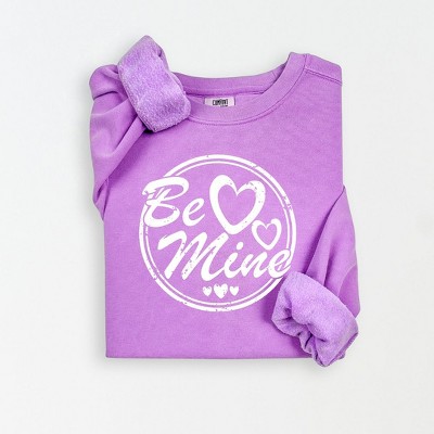 Simply Sage Market Women's Lightweight Garment Dyed Graphic Sweatshirt Be Mine Circle