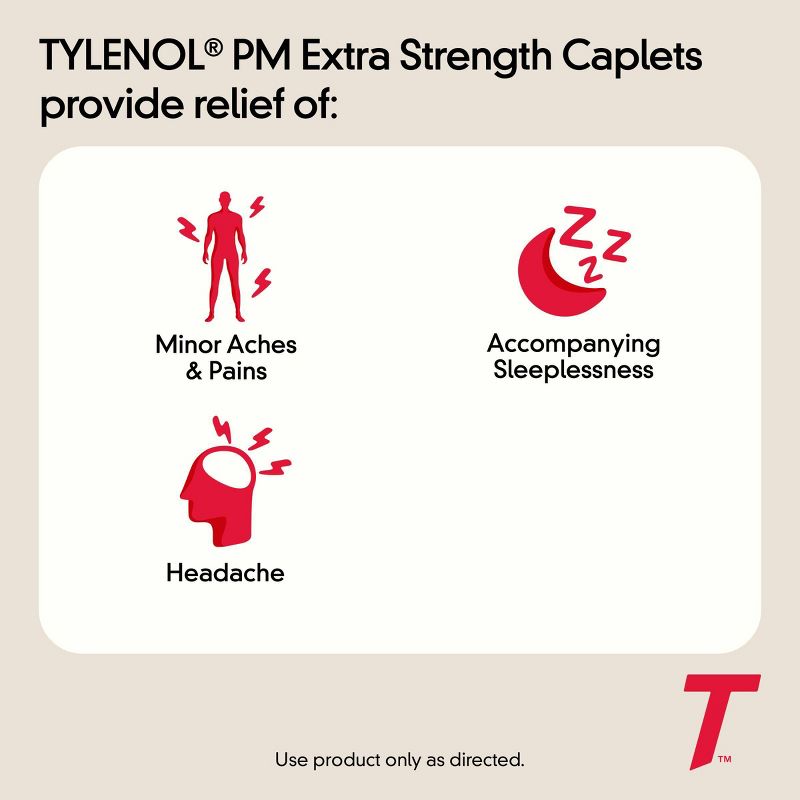 Tylenol PM Extra Strength Pain Reliever & Sleep Aid Caplets - Acetaminophen, 6 of 10