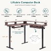 SinCiDo 60" L-Shaped Electric Standing Desk, Height Adjustable Corner Gaming Desk w/ Power Outlets, LED Lighting & 2 Drawers - 2 of 4