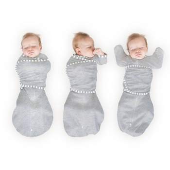 Omni Swaddle Wrap & Arms up Sleeves & Mitten Cuffs - Heathered Gray with Stripe Trim 0-3 Months
