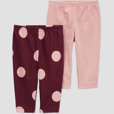 Image of Carter's Just One You® Baby Girls' 2pk Dot Pants - Burgundy/Pink 3M