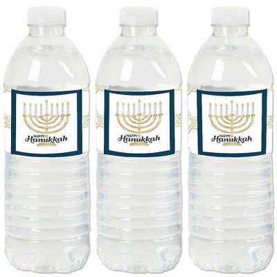 Big Dot of Happiness Happy Hanukkah - Chanukah Water Bottle Sticker Labels - Set of 20