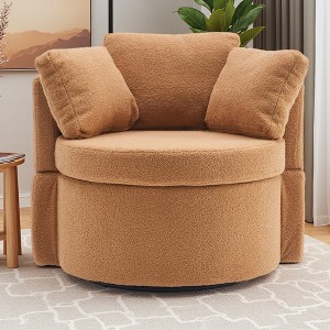 Teddy Fabric Swivel Chair with Storage and Back Cushion - 1 of 4