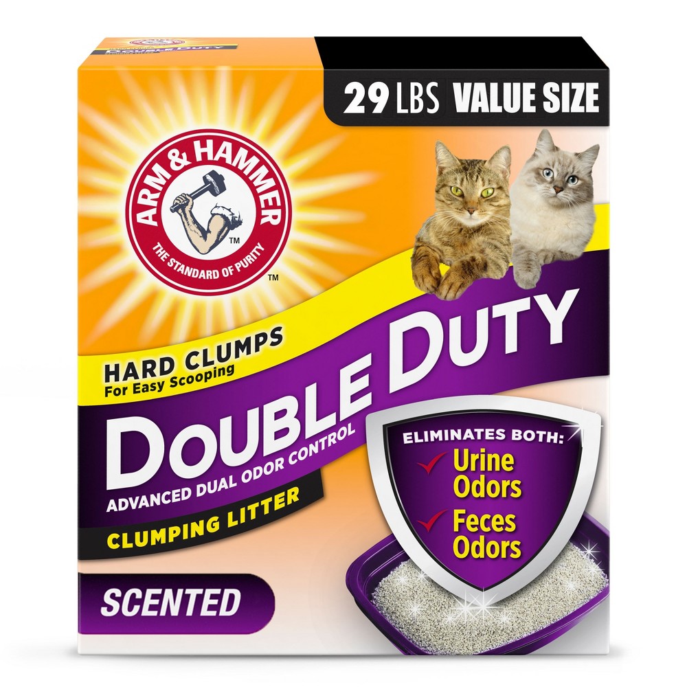 Arm & Hammer Double Duty Advanced Dual Odor Control Clumping Litter - 29lbs: Clay Material, For Cats