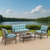ELJGET 4-Piece Outdoor Patio Furniture Set Rattan Wicker Conversation Sofa Set with Coffee Table Light Blue Cushion - 3 of 4