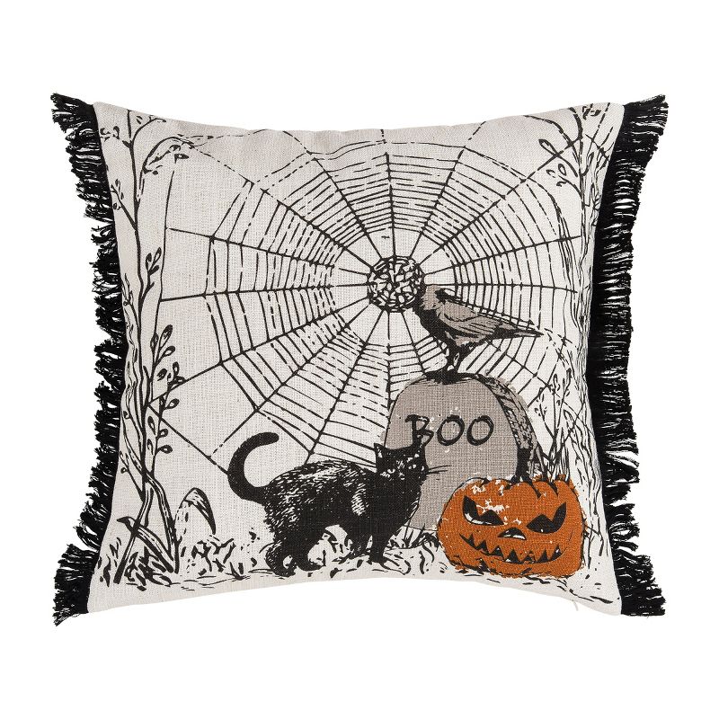 C&F Home 18" x 18" Jol Boo Spider Web Halloween Printed Throw Pillow, 1 of 6
