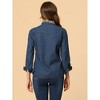 Allegra K Women's Leopard Print Long Sleeve Denim Jacket - 4 of 4