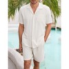 Men 2 Piece Set Short Sleeve Button Down Shirt and Drawstring Short Set Casual Summer Beach Outfi - 4 of 4