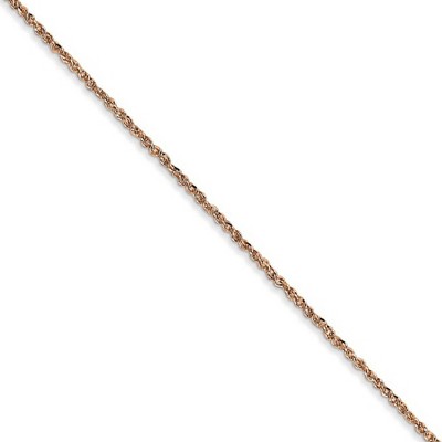 Black Bow Jewelry 1.1mm, 14k Rose Gold, Diamond Cut Solid Ropa Chain Necklace