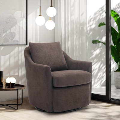 Upholstered Barrel Swivel Chairs with Cushions, Modern Round Accent Armchairs for Bedroom