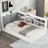 CAVINAS Wood Platform Bed with Storage Headboard, Shelves and 2 Drawers, Twin Size Bed Frame with Upholstered Headboards - 2 of 4