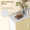 Sideboard Buffet Cabinet, Kitchen Cabinet, Coffee Bar Cabinet with 3 Rattan Doors and Adjustable Shelves, White and Natural - 3 of 4
