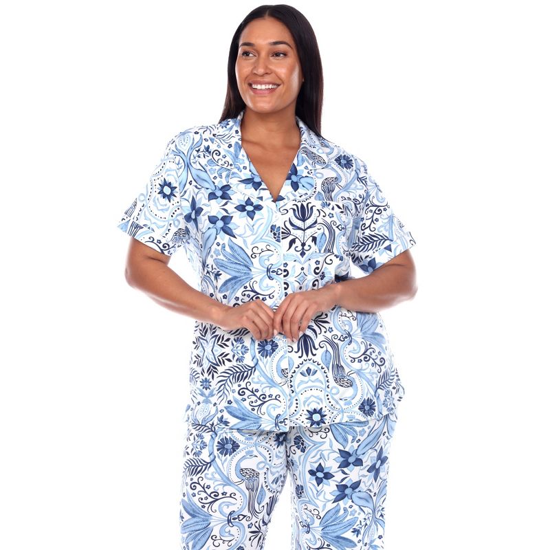 Women's Plus Size Short Sleeve Top and Pants Pajama Set - White Mark, 5 of 6