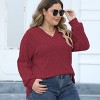 Coolmee Womens Plus Size Tops Casual V Neck Long Sleeve Shirts Lightweight Knit Sweaters Comfy Tunics Blouses - 2 of 4