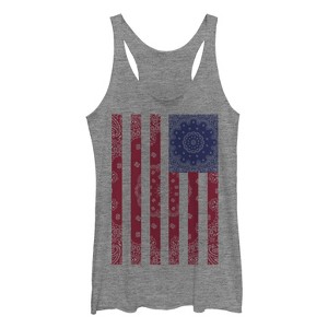 Women's Lost Gods Paisley American Flag Racerback Tank Top - 1 of 3