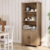3 Tier Bookshelf with LED Lights, 57.8 Inch Tall Wooden Display Shelf, Open Storage Shelf, Bedroom, Living Room, Office - 2 of 4