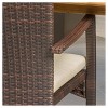 Talbot 7pc Rectangle Wood Patio Dining Set w/ Wicker Stacking Chairs - Teak - Christopher Knight Home: Acacia Table, Beige Cushions, Weather-Resistant - 3 of 4