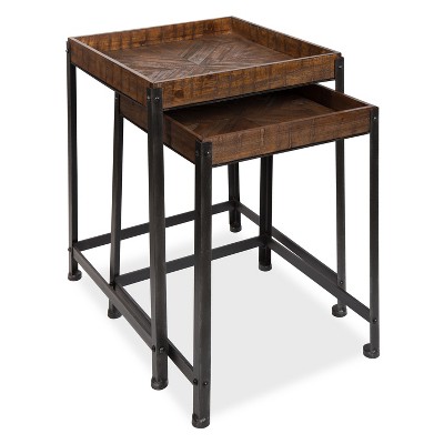 Kate And Laurel Marsh Square Wood Nesting Table, 2 Piece, Rustic Brown ...