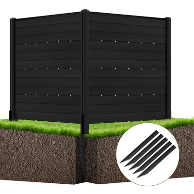Tangkula 2 Panels Air Conditioner Fence with 5 Stakes 48''W x 45''H Outdoor Privacy Screen HDPE Decorative Trash Can Enclosure Freestanding Fences