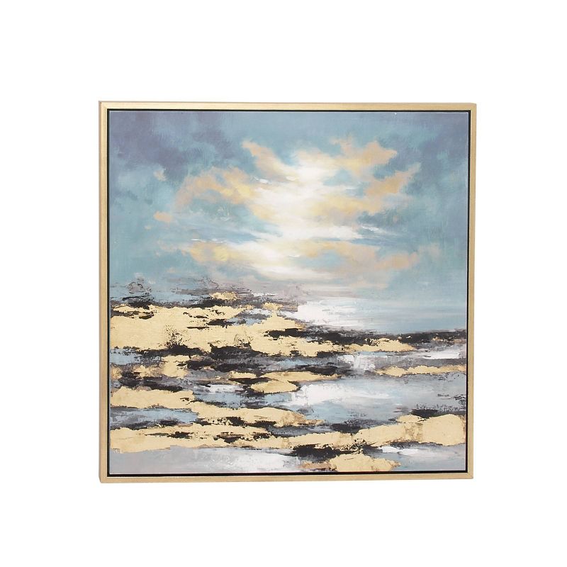 Canvas Geode Landscape Framed Wall Art with Gold Frame Blue - Olivia &#38; May, 1 of 15