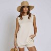 Knit & Lounge Women’s Sleeveless Knit Top and Shorts Lounge Set Relaxed Fit Ribbed Texture Set - 3 of 4