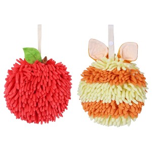 REGALWOVEN 2 Pcs Comfortable Soft Absorbent Chenille Ball Fuzzy Hand Towels - 1 of 4