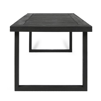Dark Gray Acacia Wood Outdoor Dining Table with Slatted Surface