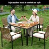 Aukfa 5-Piece All-Weather Woven Rope & Acacia Wood Square Patio Dining Set with Cushions - 3 of 4
