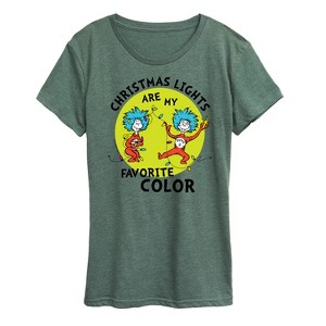 Women's - The Cat in the Hat - Christmas Lights Are My Favorite Color Short Sleeve Graphic T-Shirt - 1 of 4