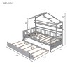 Kids Bed with Roof, Sturdy Solid Frame, Storage Shelves, Space-Saving Trundle Bed, Semi-Enclosed Design for Sleep & Play-Maison Boucle - 4 of 4