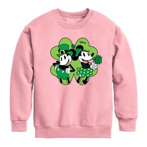 Boys' - Disney - Mickey Minnie Shamrock Graphic Long Sleeve Fleece Sweatshirt - 1 of 4