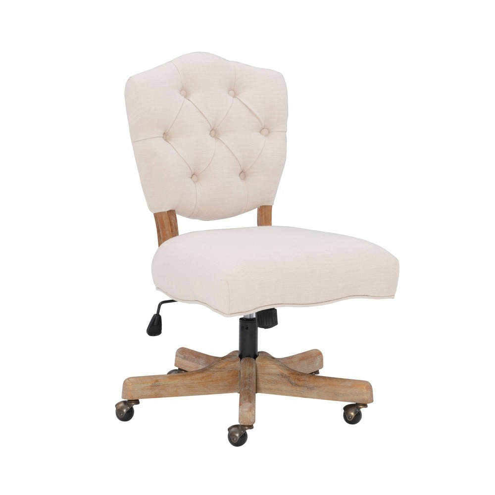 Photos - Computer Chair Linon Kelsey Traditional Tufted Wood Base Swivel Office Desk Chair Natural - Lin 