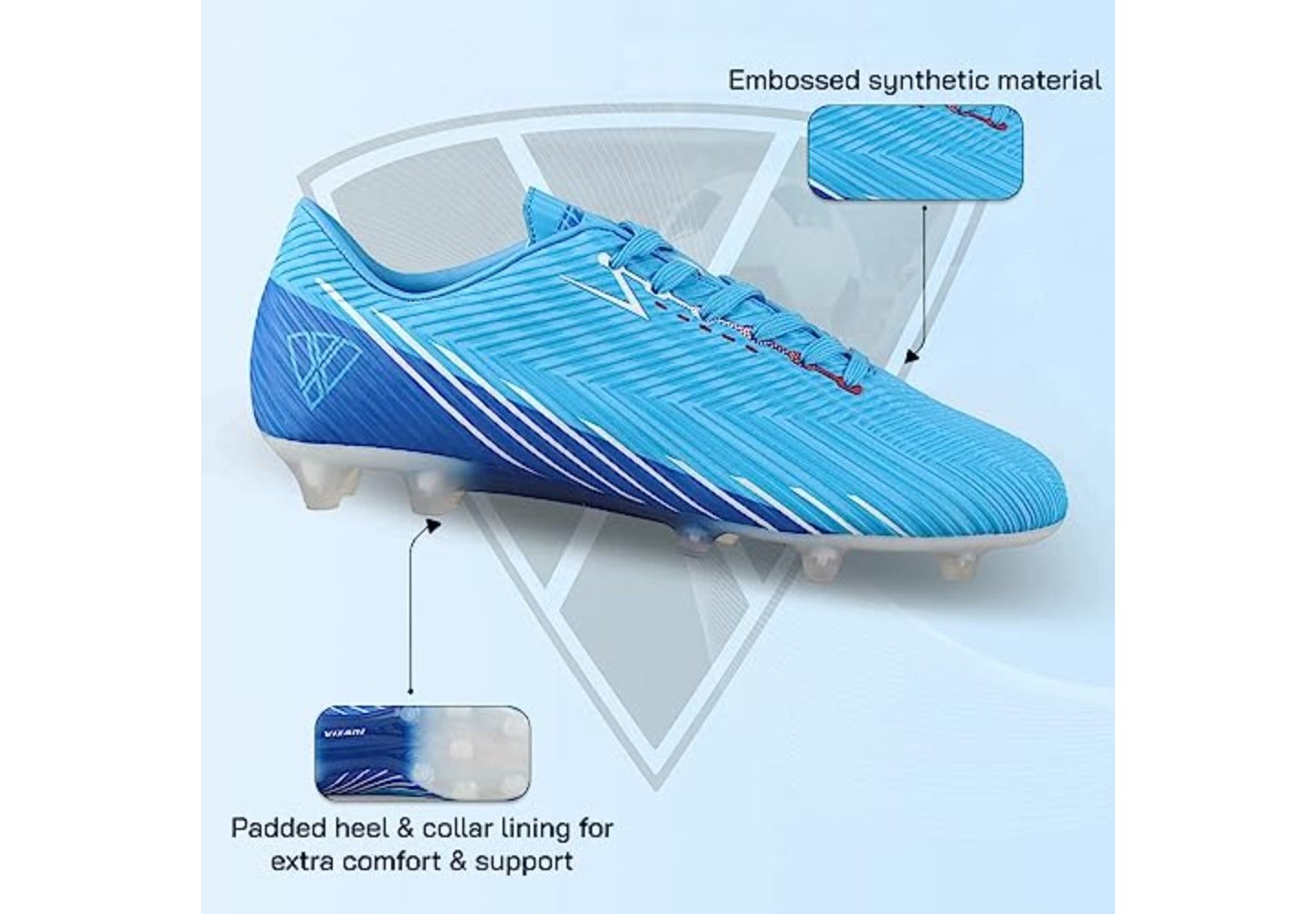 Мужские бутсы Vizari Tesoro Firm Ground Outdoor Soccer Shoes/Cleats for Teens and Adults - Sky/Navy, цвет: Тёмно-синий — фото 4