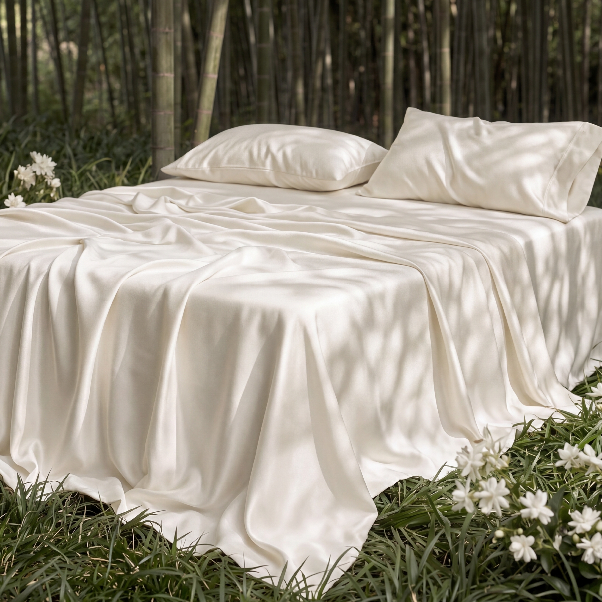 Bedsure 4 Pcs Cooling Sheet Set, Rayon Derived from Bamboo Shees, Deep Pocket Up To 16", Breathable & Moisture-Wicking For Summer, Light Beige Full