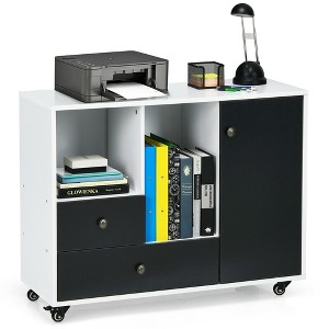 Costway Lateral Mobile Filing Cabinet Large Printer Stand w/ 2 Drawers - 1 of 4