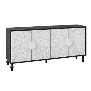 NicBex 62.99 Inch Sideboard Storage Cabinet with 4 Faceted Carved and Spliced Doors for Living Room,Office and Entryway - 1 of 4