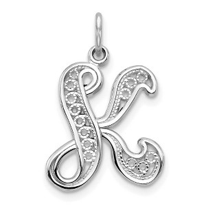 Black Bow Jewelry 14k White Gold, Maci Collection, Filigree Script Initial K Pendant - 1 of 4