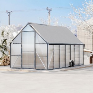 Aluminum-Framed Polycarbonate Greenhouse Kit with Roof Vent & Quick Setup Structure, Large Enhanced Polycarbonate Green House - 1 of 4