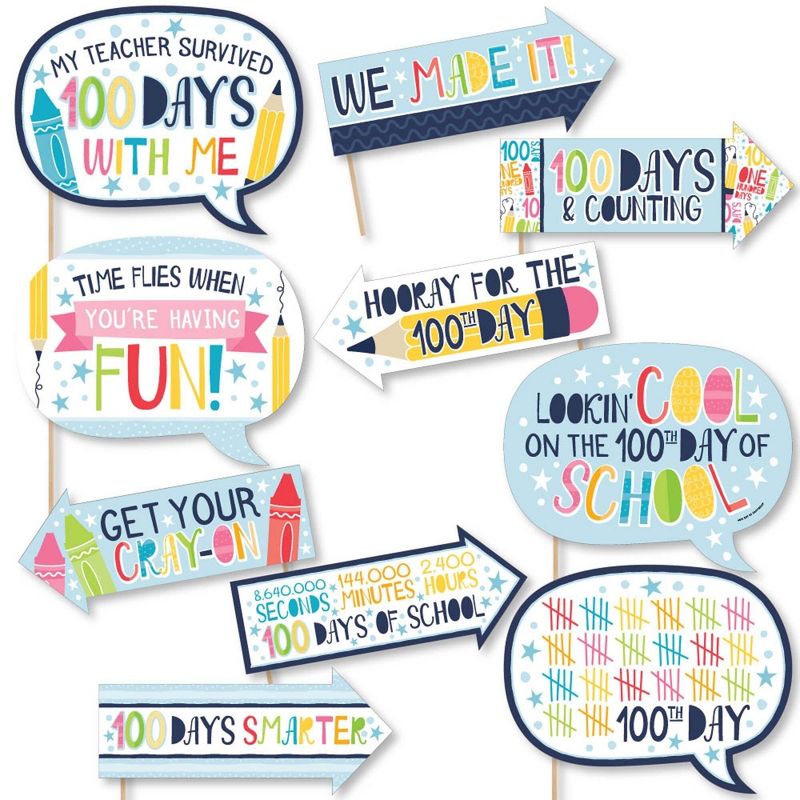 Big Dot of Happiness Funny Happy 100th Day of School - 100 Days Party Photo Booth Props Kit - 10 Piece, 1 of 6