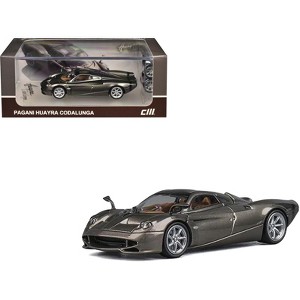 Pagani Huayra Codalunga Gun Metal Gray Metallic with Sunroof and Extra Wheels 1/64 Diecast Model Car by CM Model - 1 of 4