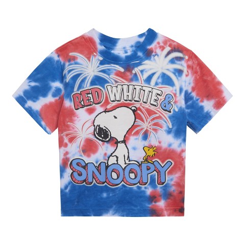 Snoopy Peanuts July 4th Big Boys T-Shirt Tie Dye Red White Blue 4Th Of July 10-12
