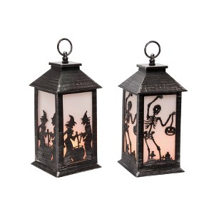 Transpac Light Up Halloween Lantern Set of 2 Battery Operated Decorative Sculptures for Indoor Tabletop Use - 1 of 1