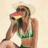 Women's Tropical Green Halter Tie Triangle Bikini Top with Crochet Trim - Cupshe - 2 of 4