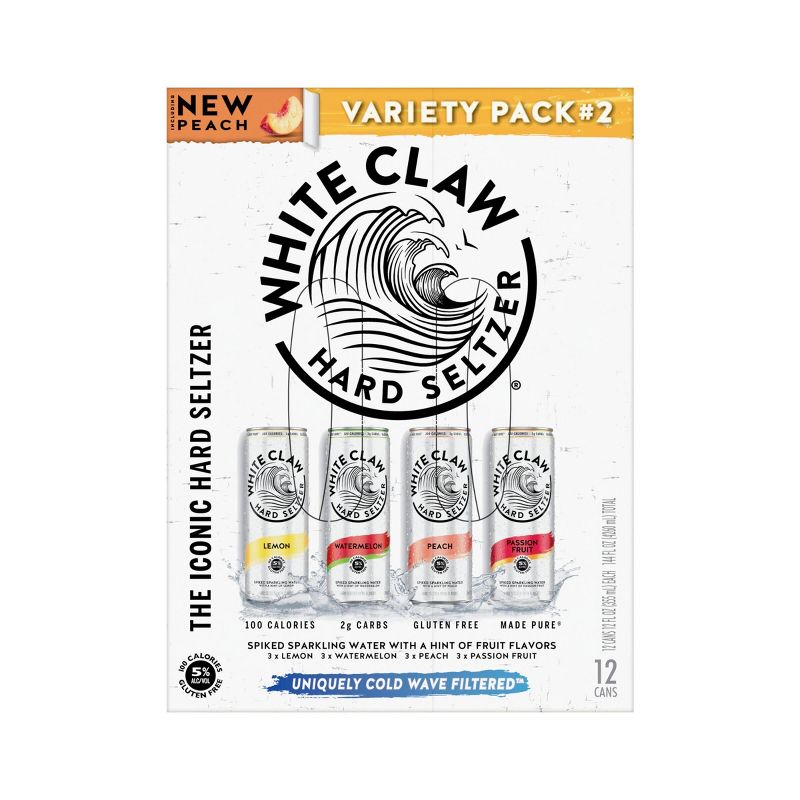 White Claw Hard Seltzer Variety Pack No. 2 - 12pk/12 fl oz Slim Cans, 6 of 12