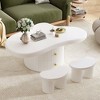 NicBex White Cloud Shape Coffee Table with Storage,Irregular Center Table with Small Stools for Living Room - 2 of 4