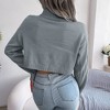 Short Knitted Sweater Pullover for Women Solid Long Sleeve Turtleneck Cropped Sweaters - 3 of 4