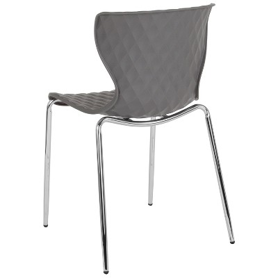 Quilted Diamond Gray Plastic Stackable Modern Chair