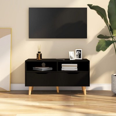 vidaXL TV Stand Black 35.4 in.x15.7 in.x19.1 in. Engineered Wood