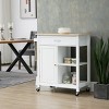GlasFlength Kitchen Carts and Islands Rolling Kitchen Table Storage Island Mobile Buffet Server Table for Dining Room, White, 32.75"*17.75"*34.75" - 2 of 4