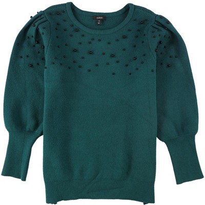 Alfani Womens Pearl-Embellished Pullover Sweater
